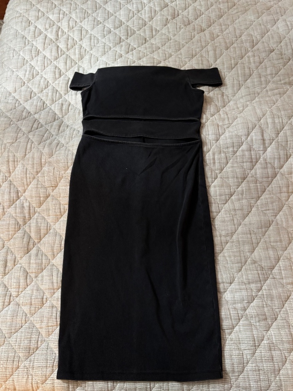 Akira Chicago midi off the shoulder cutout black dress